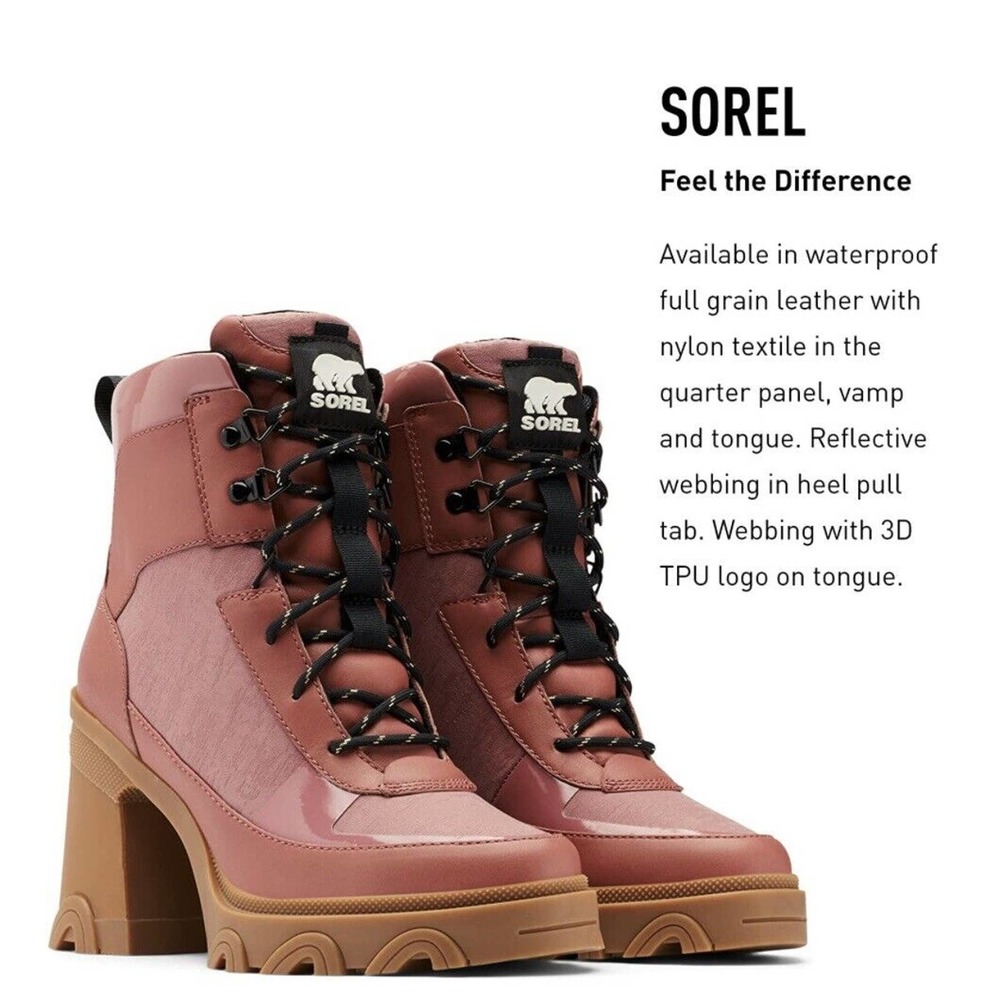 Sorel Brex Heel Lace Lux Woman's Sizes 7.5 Waterproof Rain Boot Sandy Clay - Picture 9 of 11